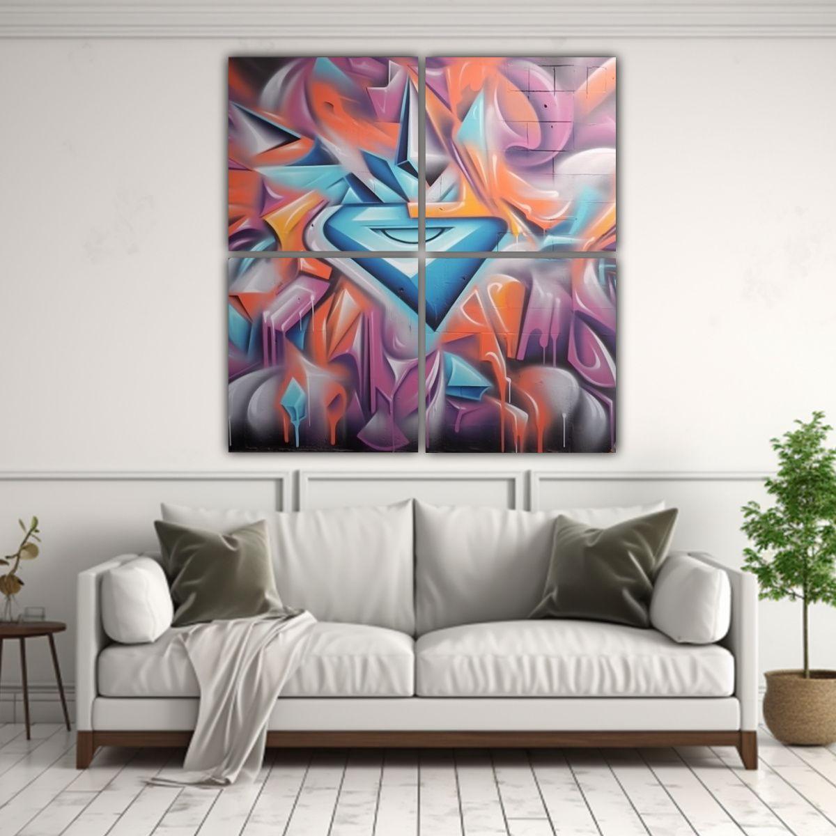 Cuatro Composición Imagen Época Graffiti 100x100 Cm-2