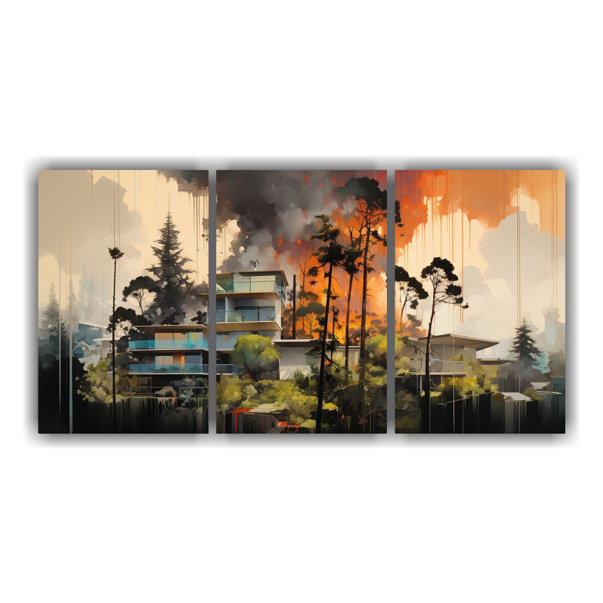 Pintura Urbana Moderna Sobre árboles 180x90 Cm-0