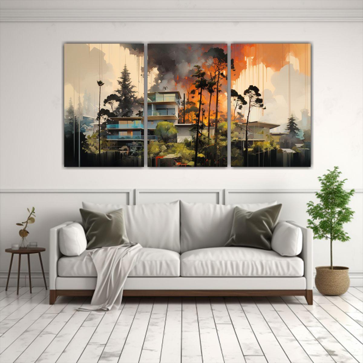 Pintura Urbana Moderna Sobre árboles 180x90 Cm-2