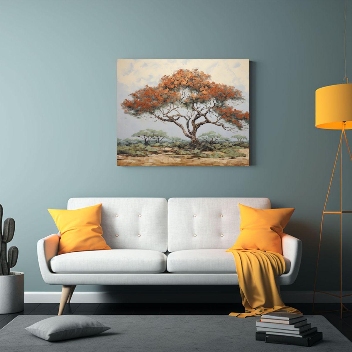 Pintura Abstracta Detallada De árbol De Acacia En óleo De  120x80cm-2