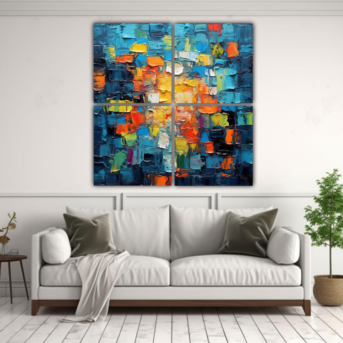 Cuatro Artes Moderno Impresionante Pintura 100x100 Cm-2