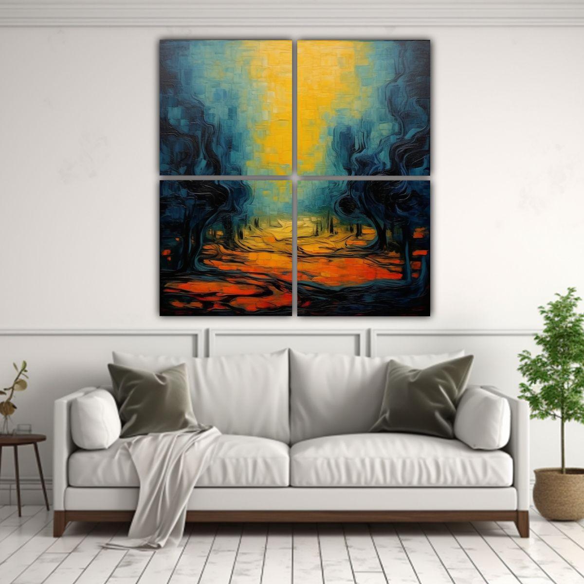 Cuadro Movimiento Elegancia Olivos Estilo Van Gogh 40x40 Cm-2