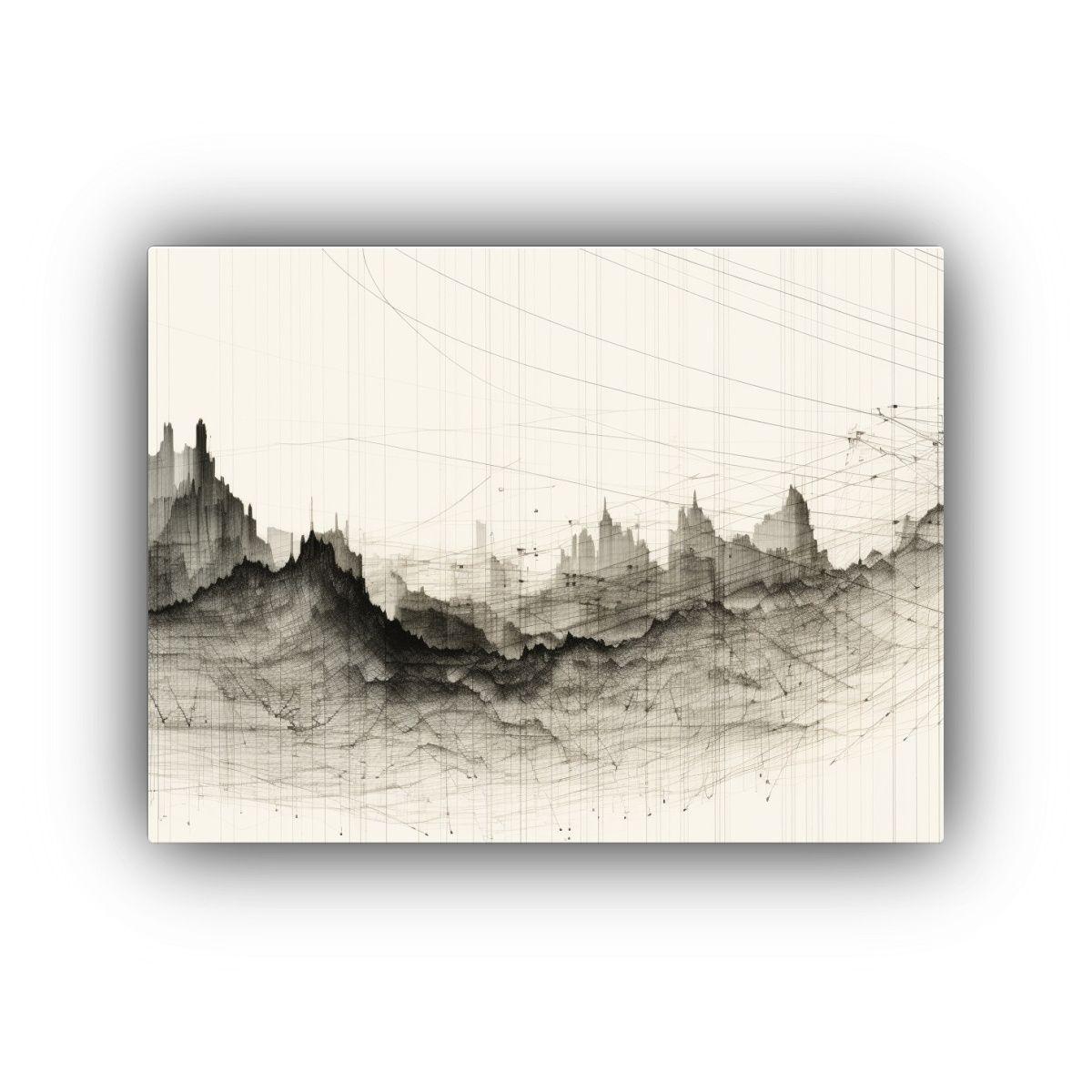 Mural Abstracto Blanco Y Negro Minimalista De 90x60cm-0