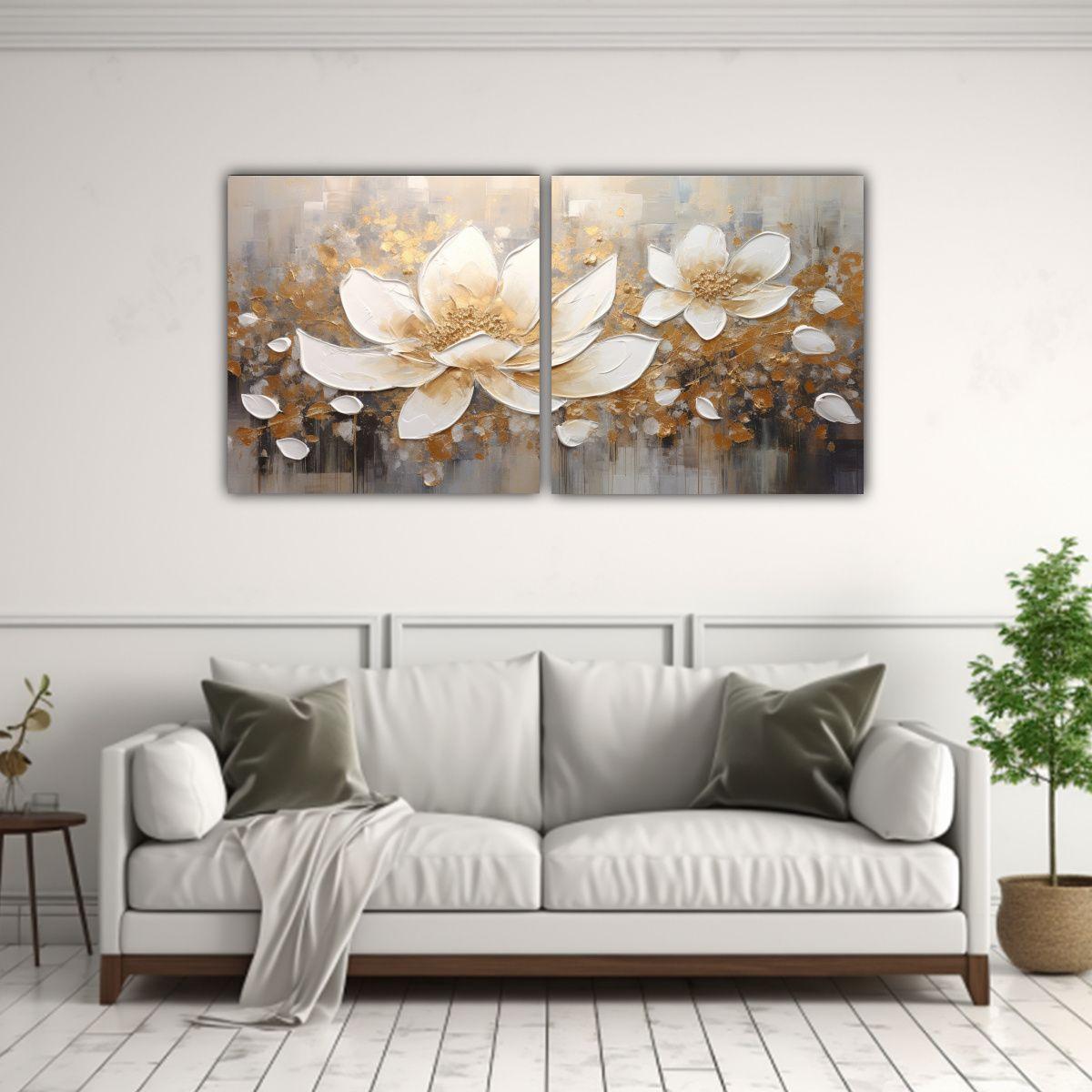 Set 2 Pinturas Lienzo Vintage Habitación Estilo 100x50 Cm-2