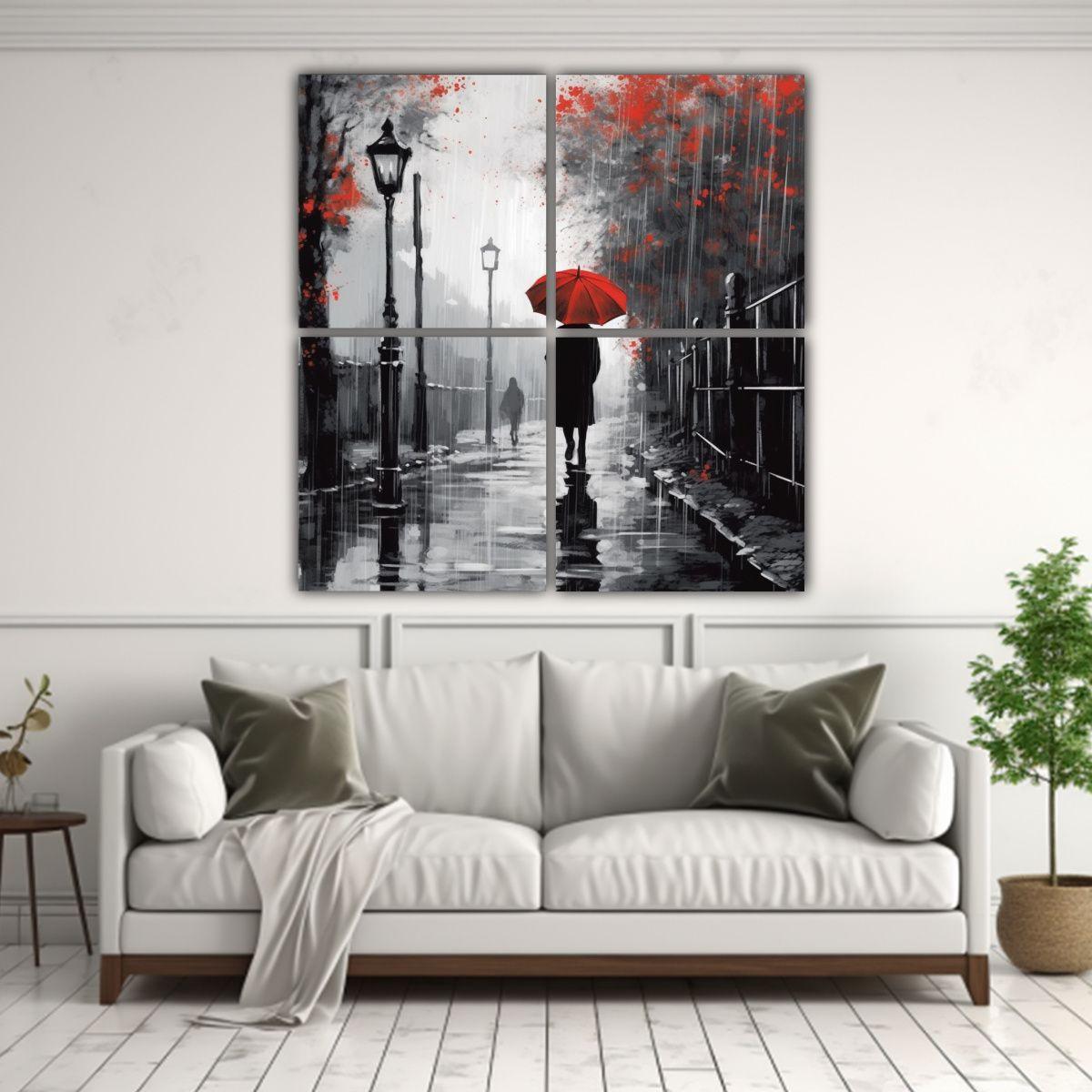 Pinturas Decorativas De 4 Lienzos En Escena 140x140 Cm-2