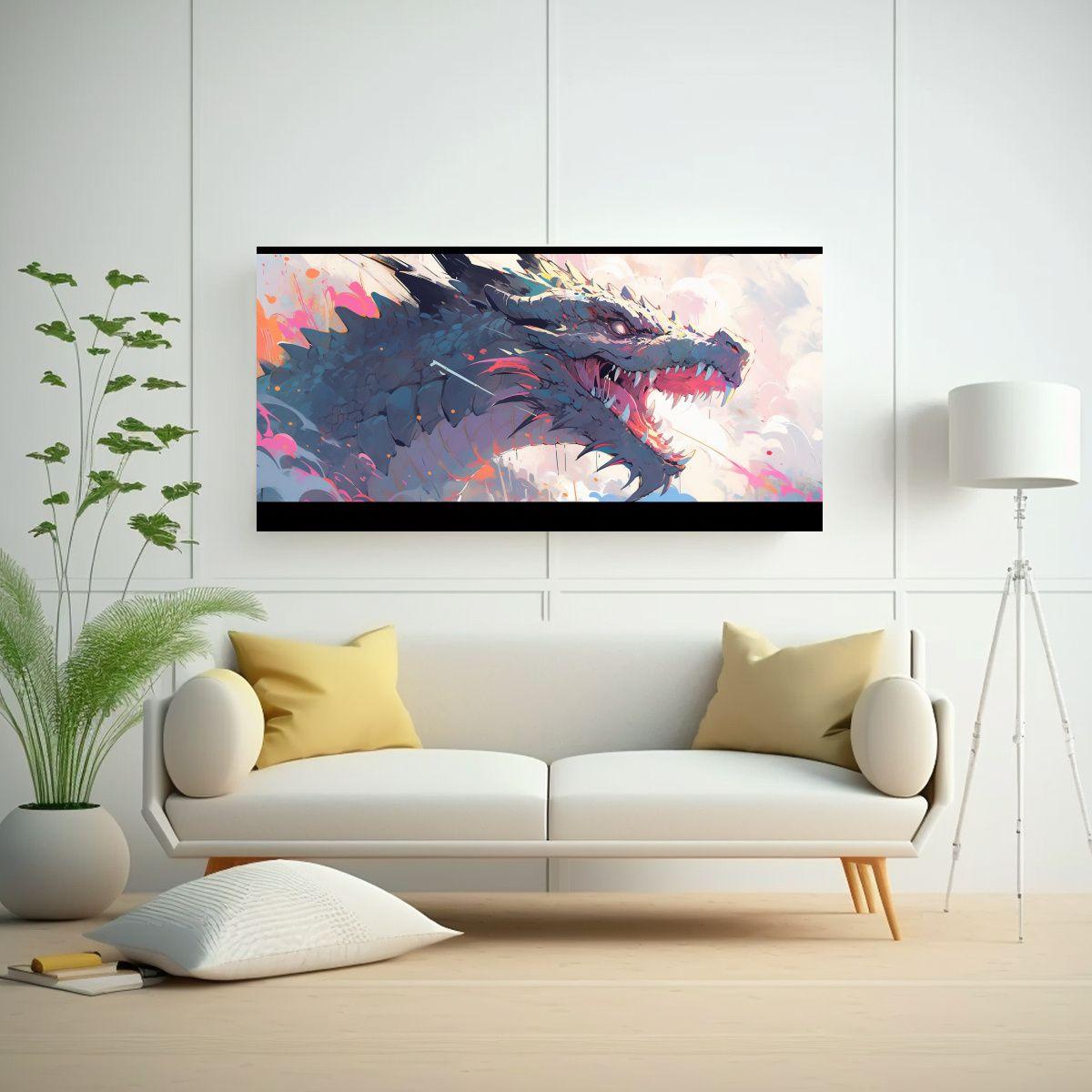 Cuadros De Diseño: Dragón En Colores Vibrantes 60x30cm-2