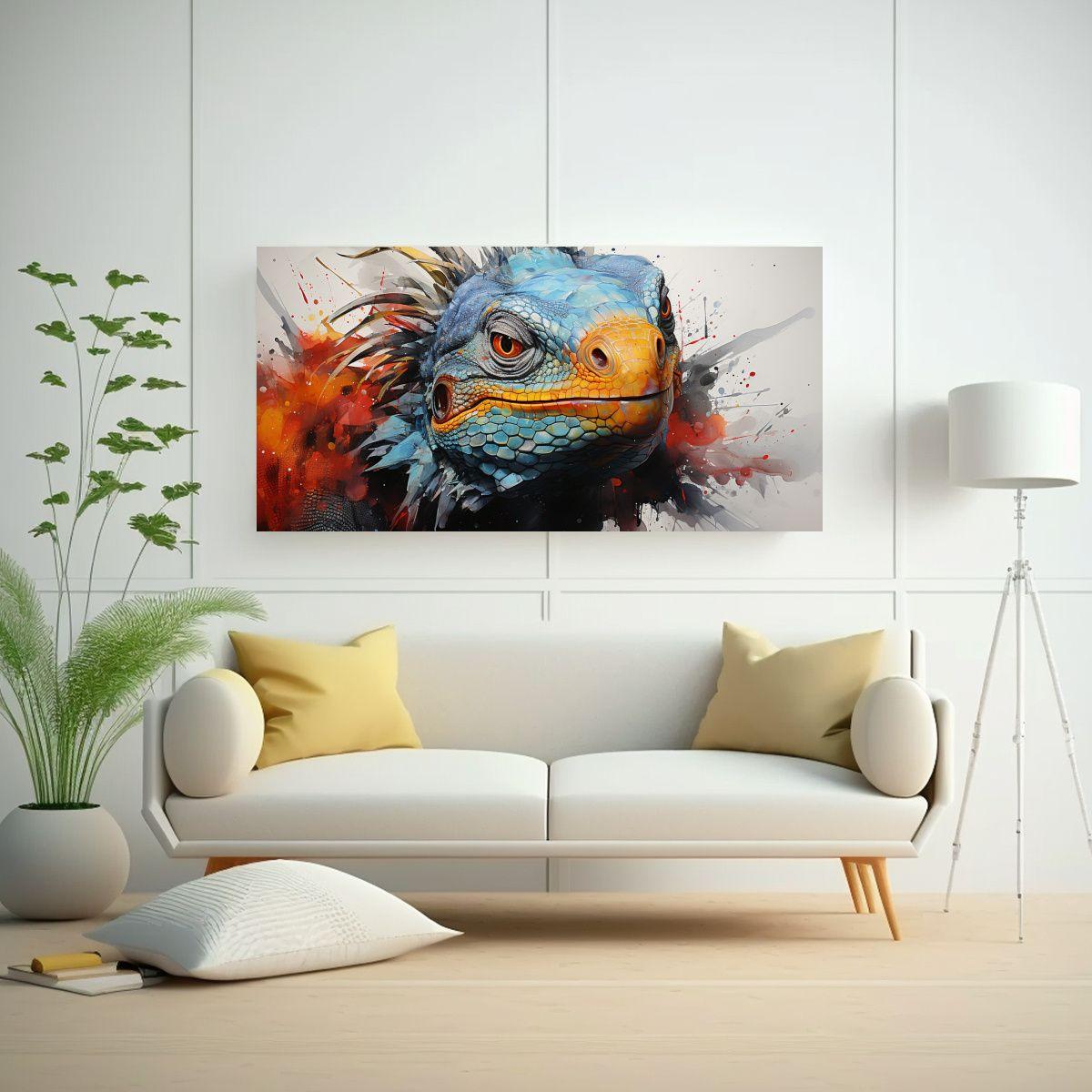 Pintura Arte Reptil Acuarela Estilo Vibrante 21x 100x50cm-2