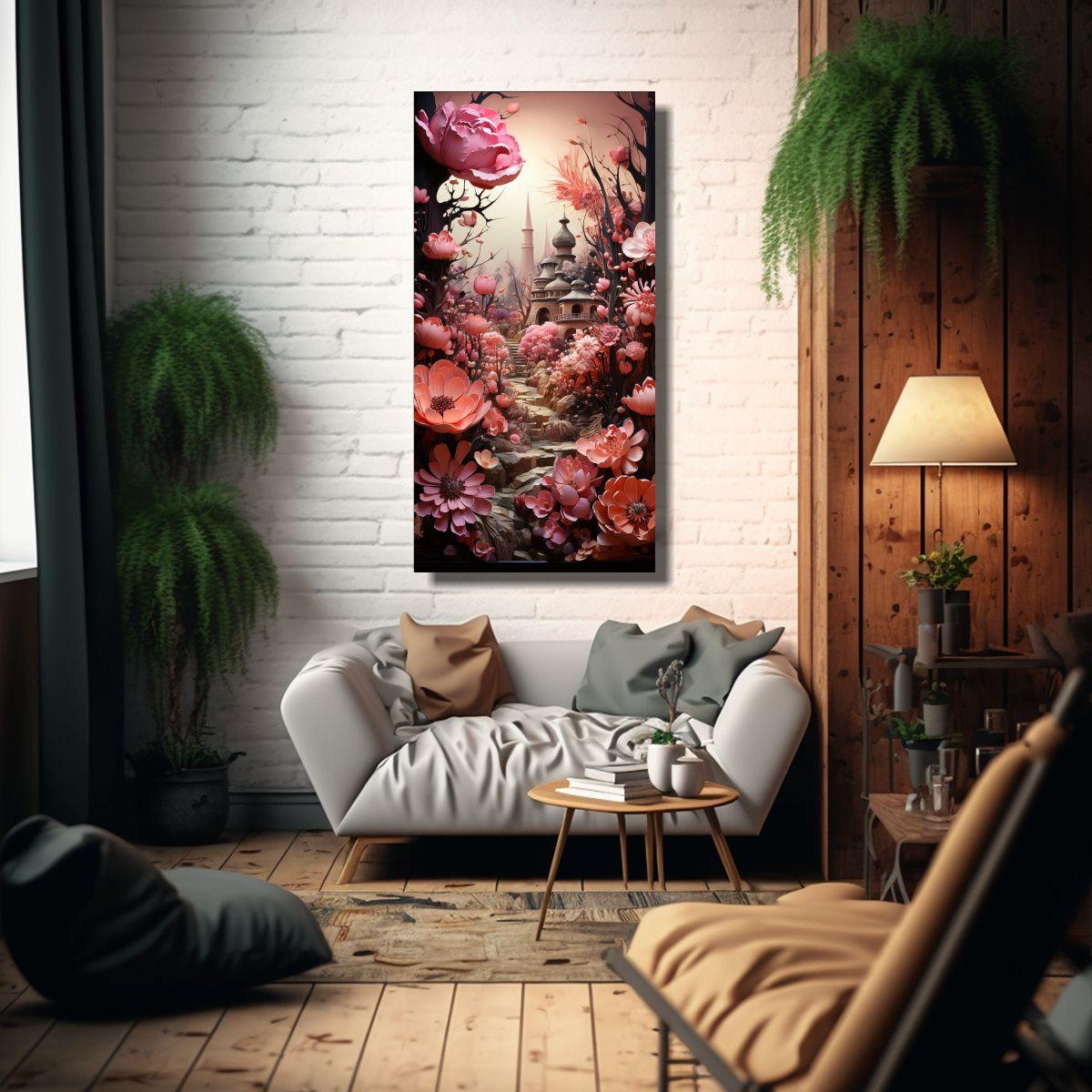 Escena De Jardín Caprichosa Con Pinturas 50x100cm-2