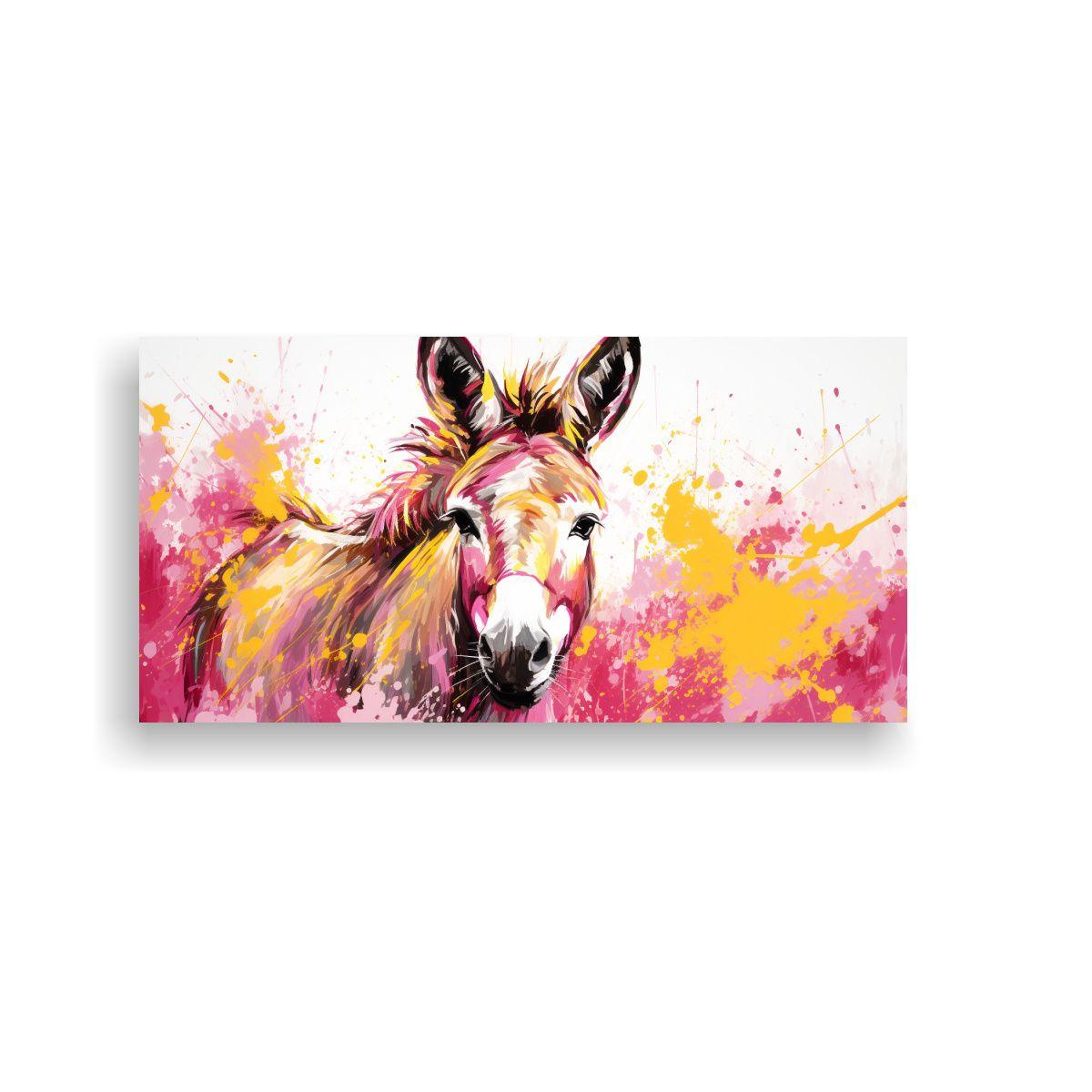 Cuadro Arte Pared Resistente Burro En Oro Y Rosa 160x80cm-0