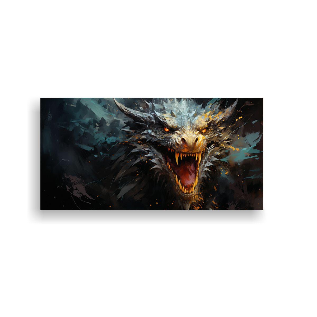 Cuadro Bastidor Movimiento Alegre Dragón Colores 80x40cm-0