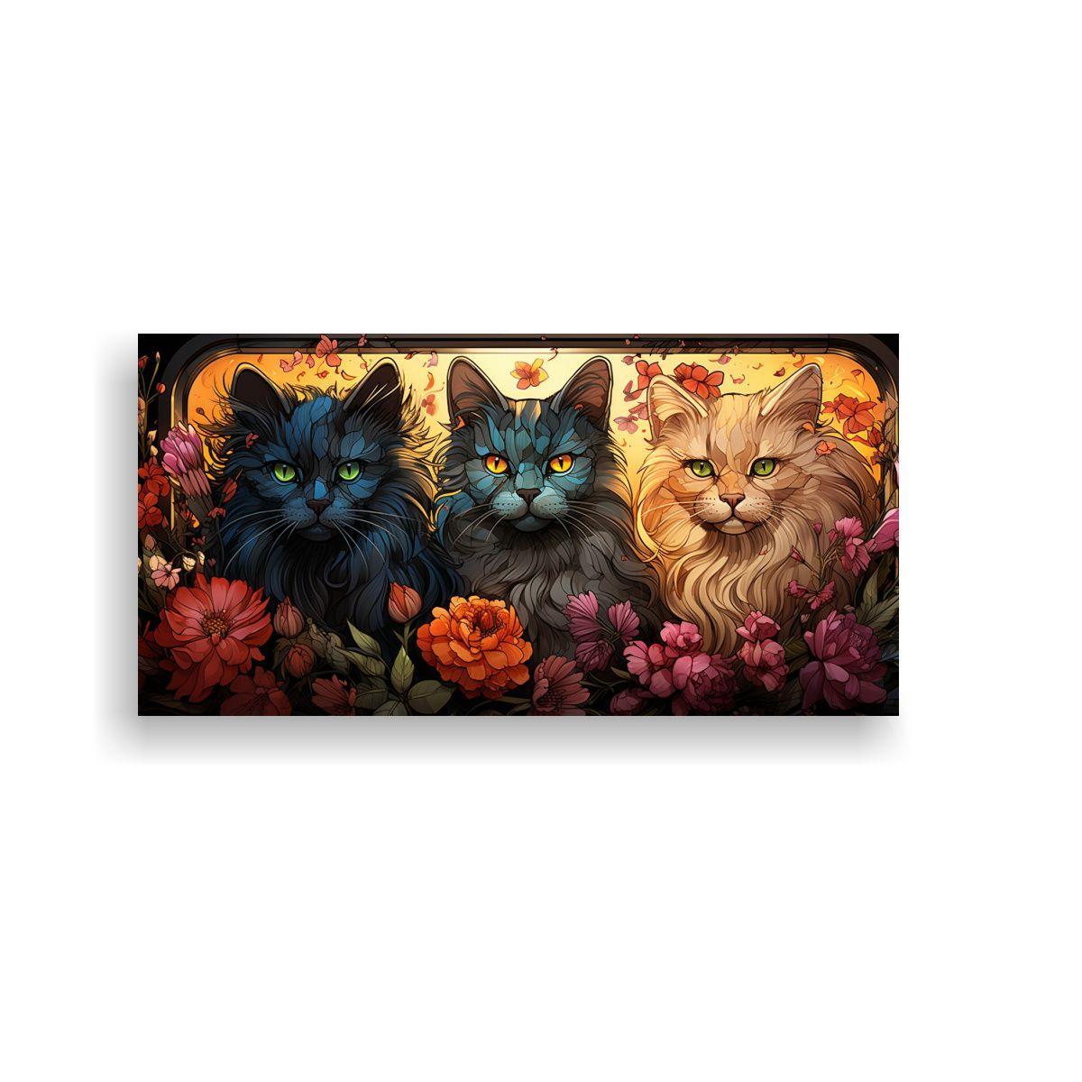 Pinturas Digitales De Vidrieras De Gatos 120x60cm-0