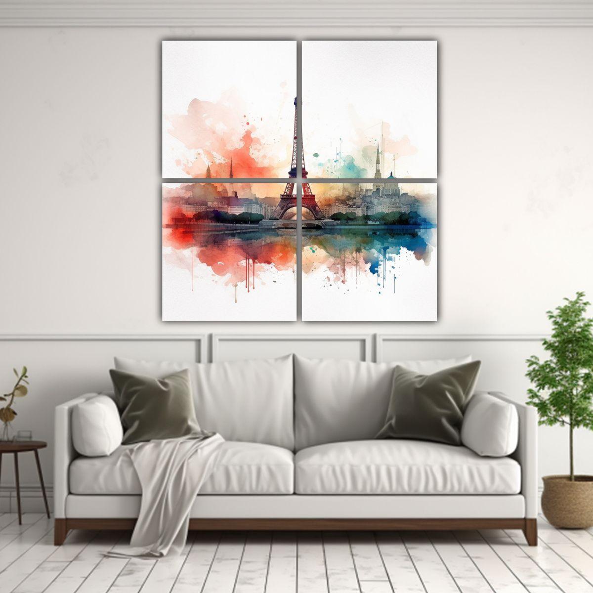 Cuadro Decorativo París Con Torre Eiffel En 80x80 Cm-2