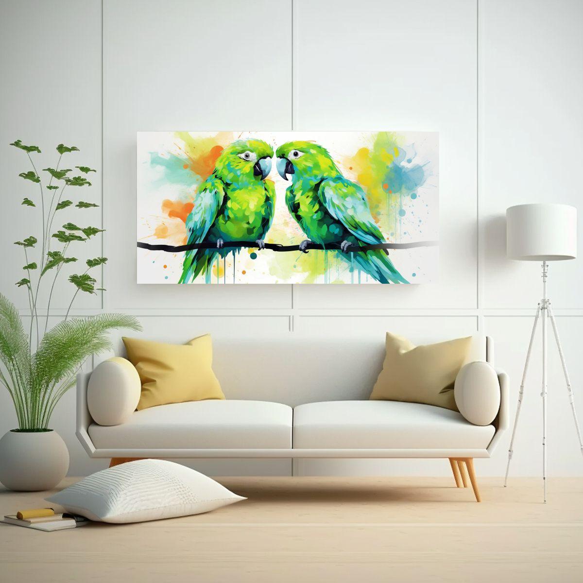 Pintura Decorativa De Amor De Lovebirds En Colores 40x20cm-2