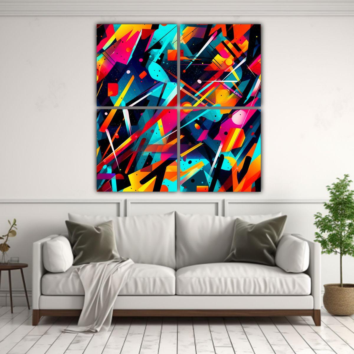 Cuadro Impreso Elegancia Abstracto Multicolor 200x200 Cm-2