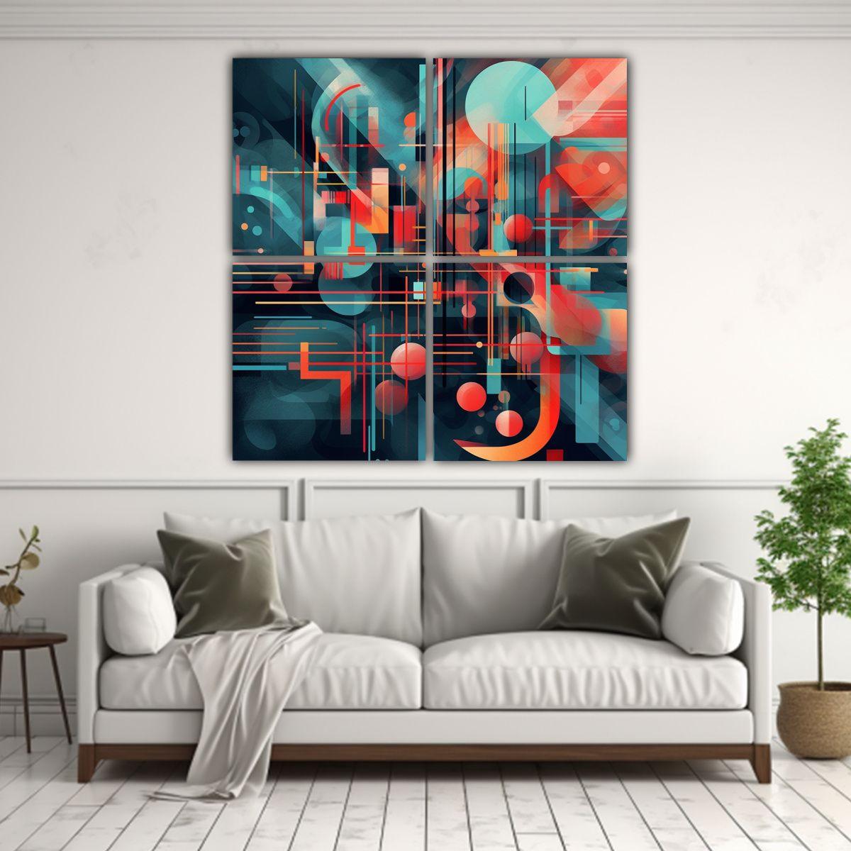 Cuadros De Tela Abstractos Para Decoración 120x120 Cm-2