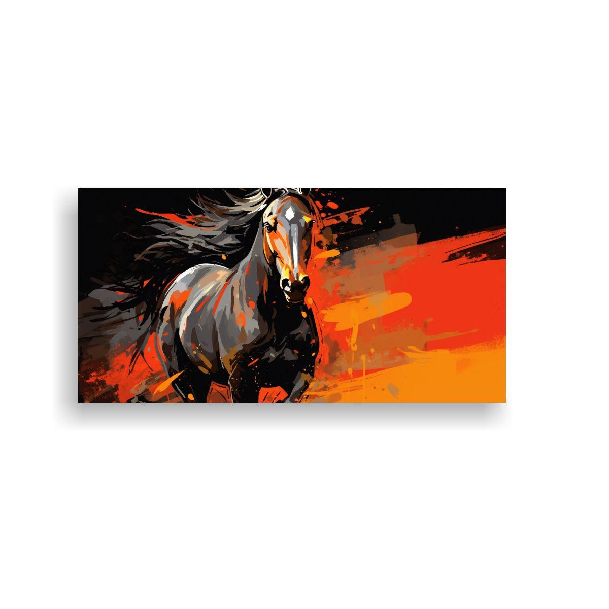Cuadro Quarter Horse En Colores Naranja Y Negro 100x50cm-0