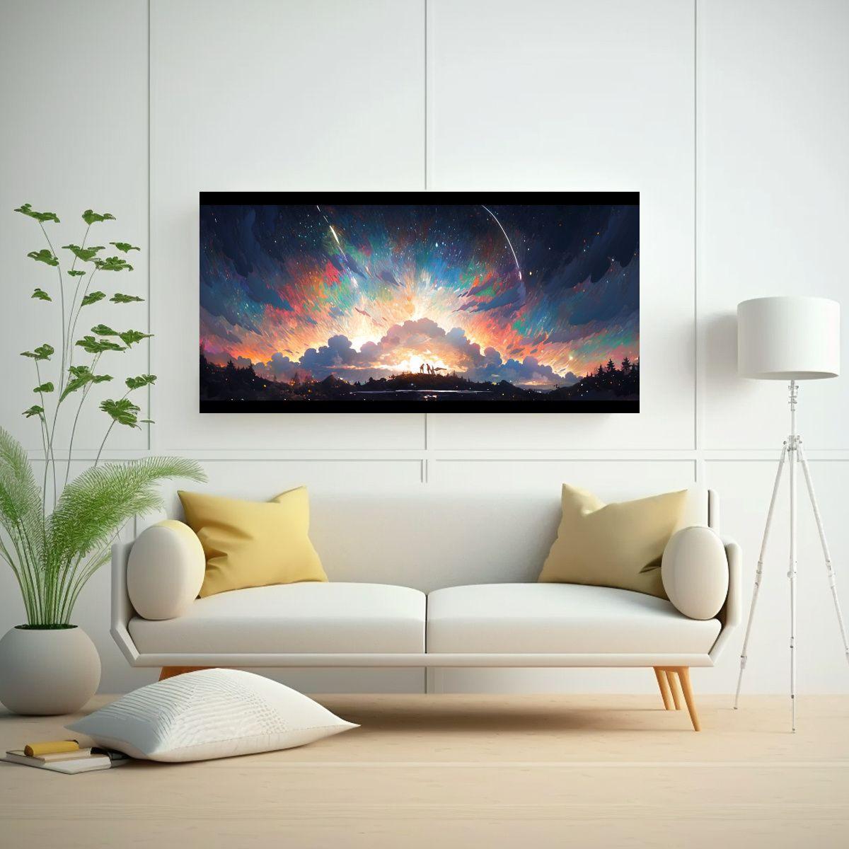 Pintura Decorativa De Lienzo Luminoso: Noche 80x40cm-2