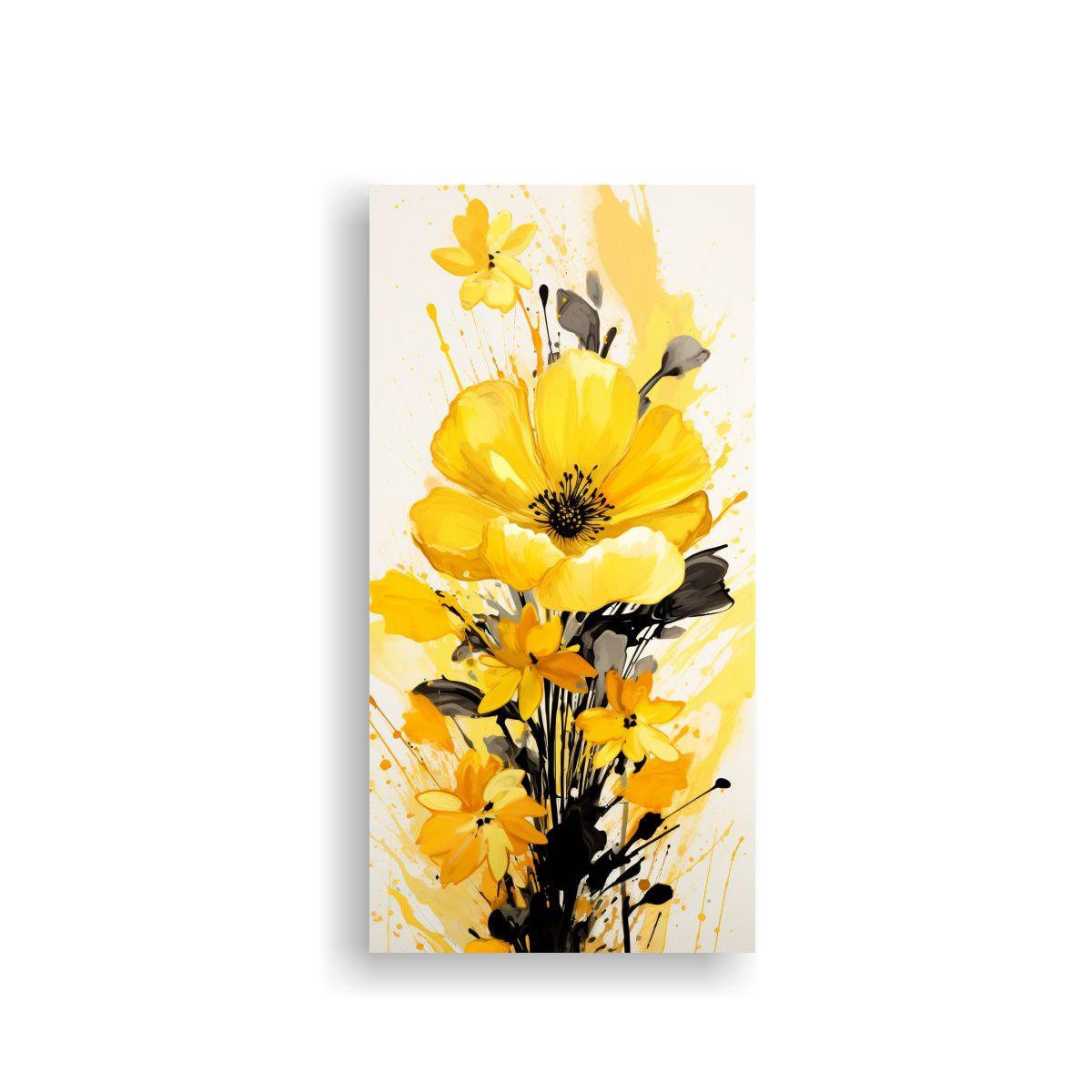 Pintura Lienzo Composición Amarillo Neonoir 30x60cm-0