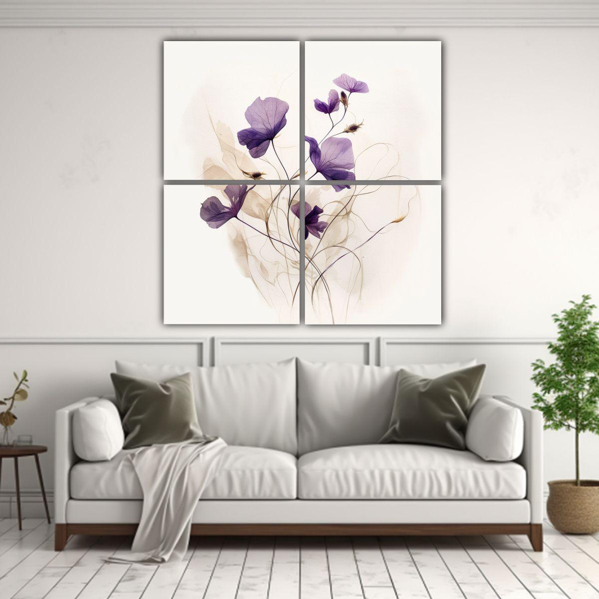 Set De 4 Lienzos Estilo Galería Con Figuras 120x120 Cm-2