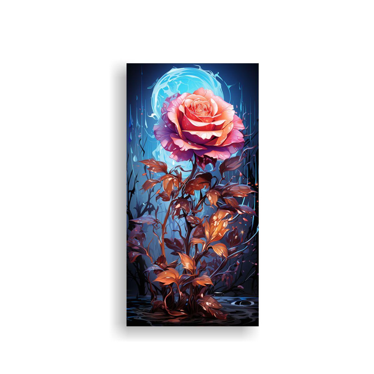 Cuadro Adorno Tribal Con Reflejo Rosa Neón Que 40x80cm-0