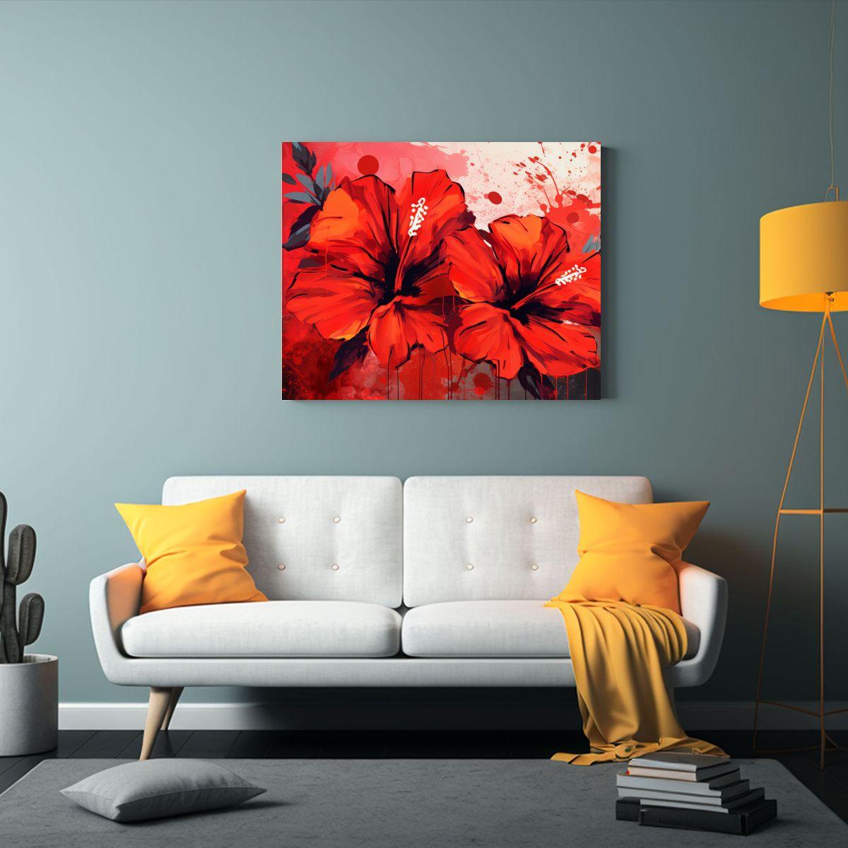 Cuadro Abstracto único En Rojo Y Negro, Estilo Neonoir. 65x50cm-2