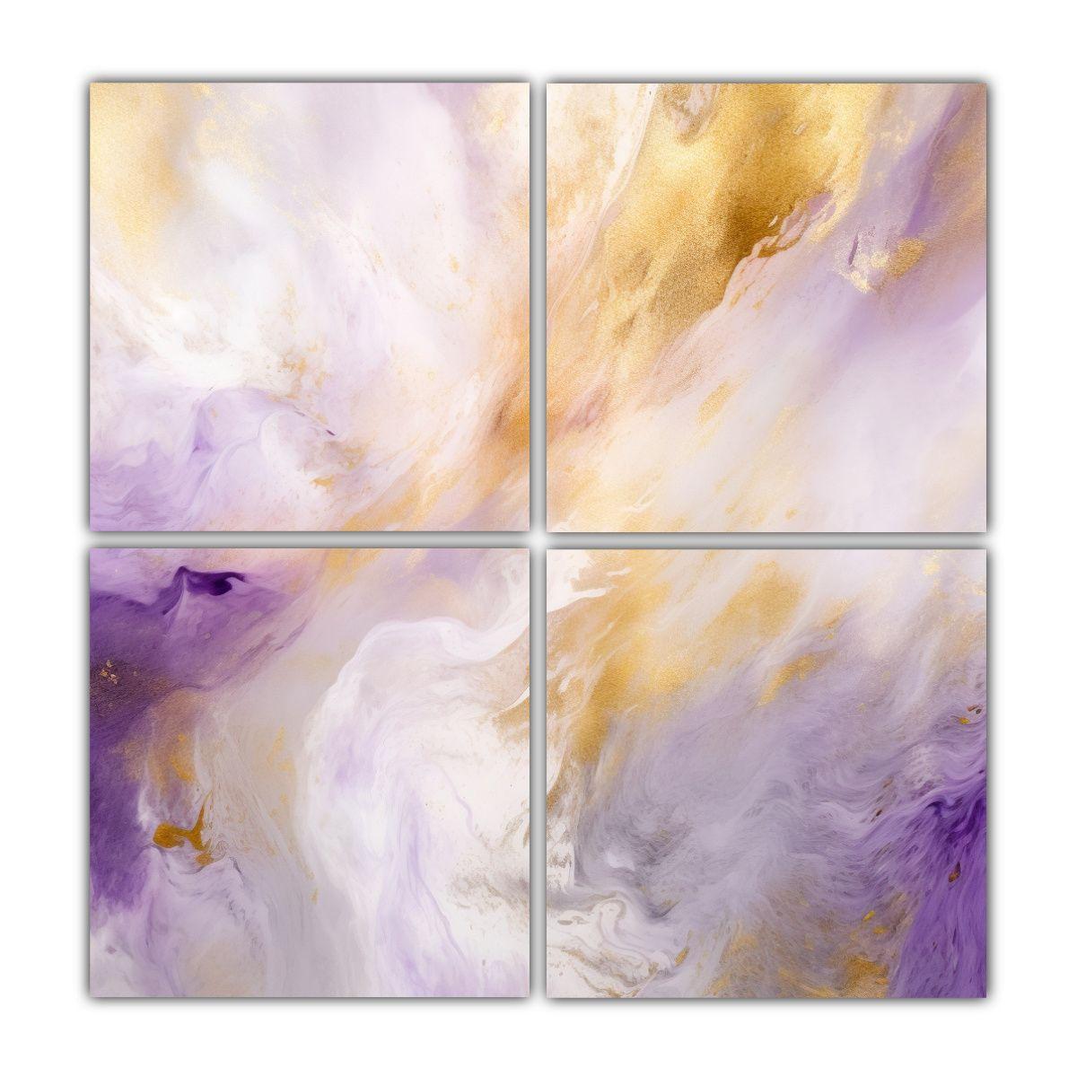 4 Lienzos Modernos Sala Fondo Morado Claro 200x200 Cm-0