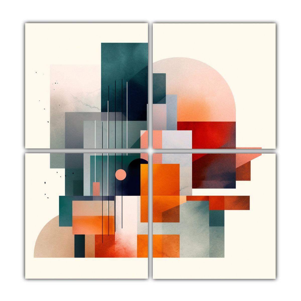 Cuadro Abstracto Luminoso De 4 Lienzos En Estilo 120x120 Cm-0