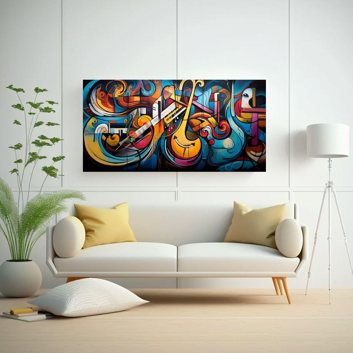 Cuadros Abstractos Fusionando Emociones Y Música 40x20cm-2