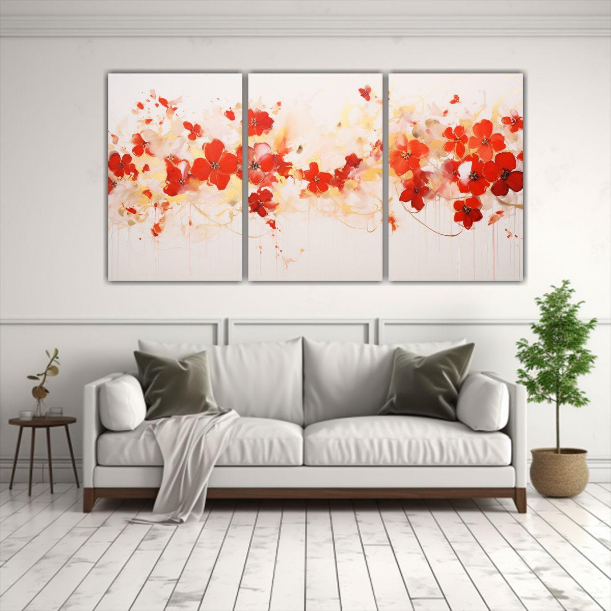 Tres Telas En Bastidor Diseño Detalle Pintura 180x90 Cm-2