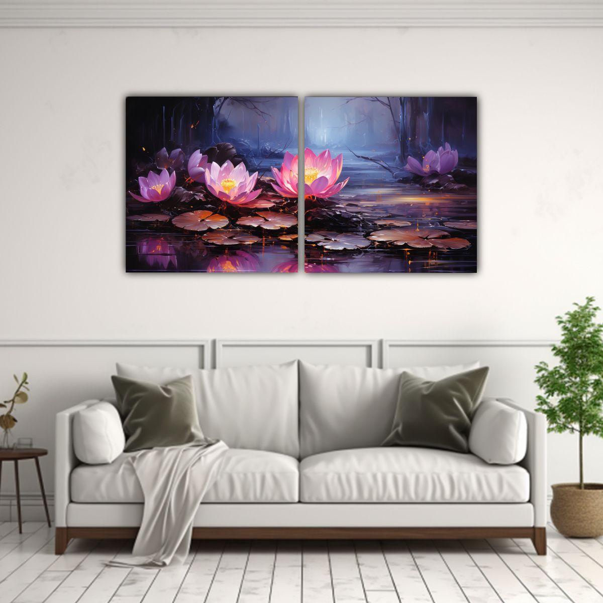 Cuadro De Abstracción Visual En Loto Negro 160x80 Cm-2
