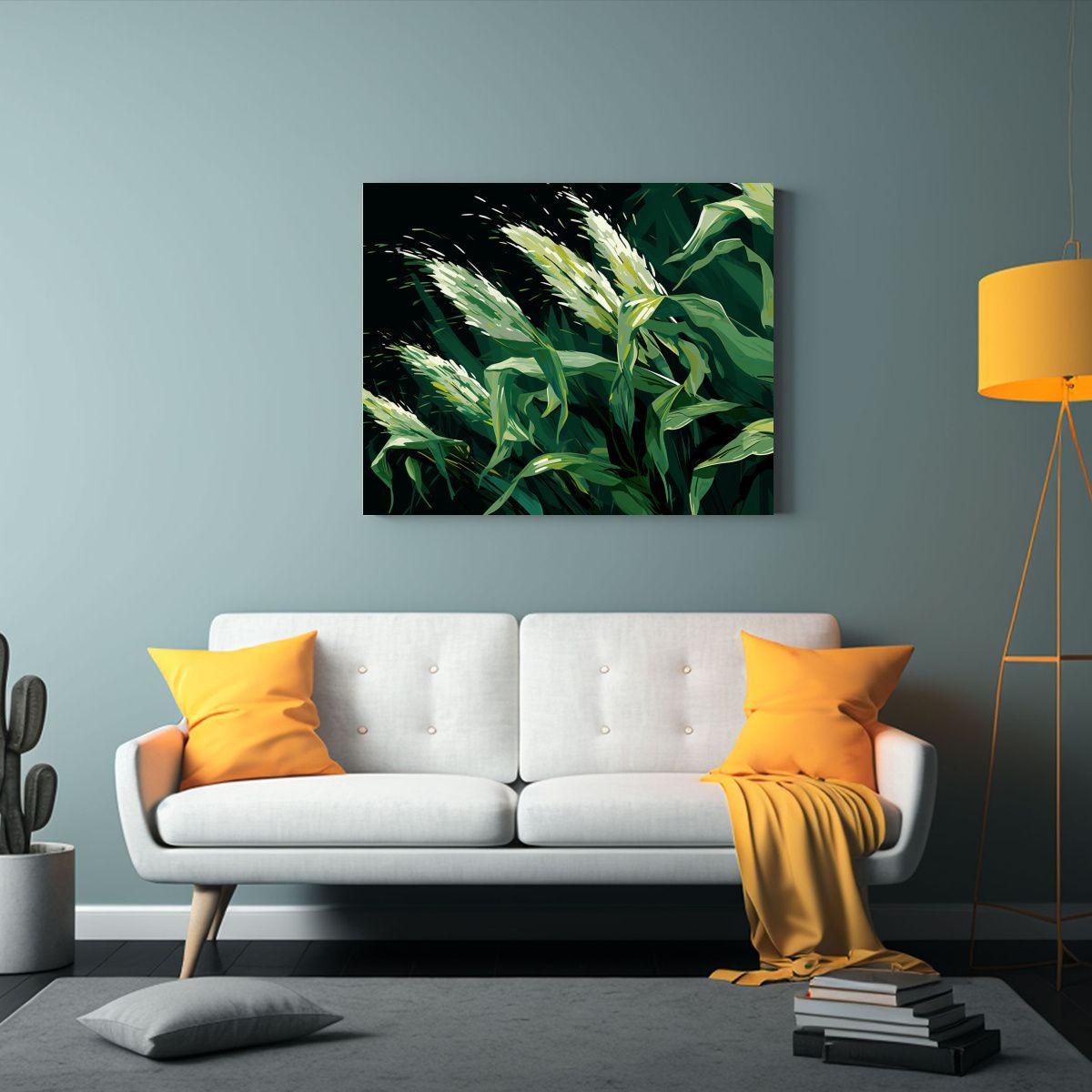 Cuadro Patrón Intenso De Maíz En Verde Y Negro, Atmosfera  30x20cm-2