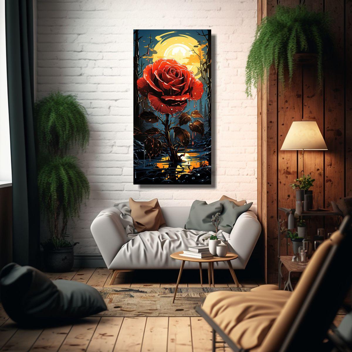 Cuadro Lienzo Arte Pared Rosa Intenso Estilo Plano 60x120cm-2