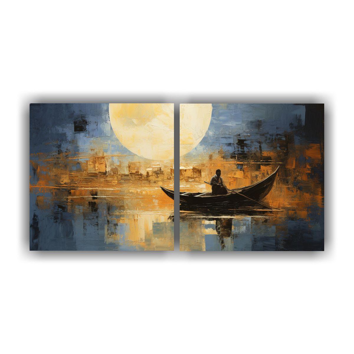 Pintura Abstracta De Góndola Veneciana En Tela 80x40 Cm-0
