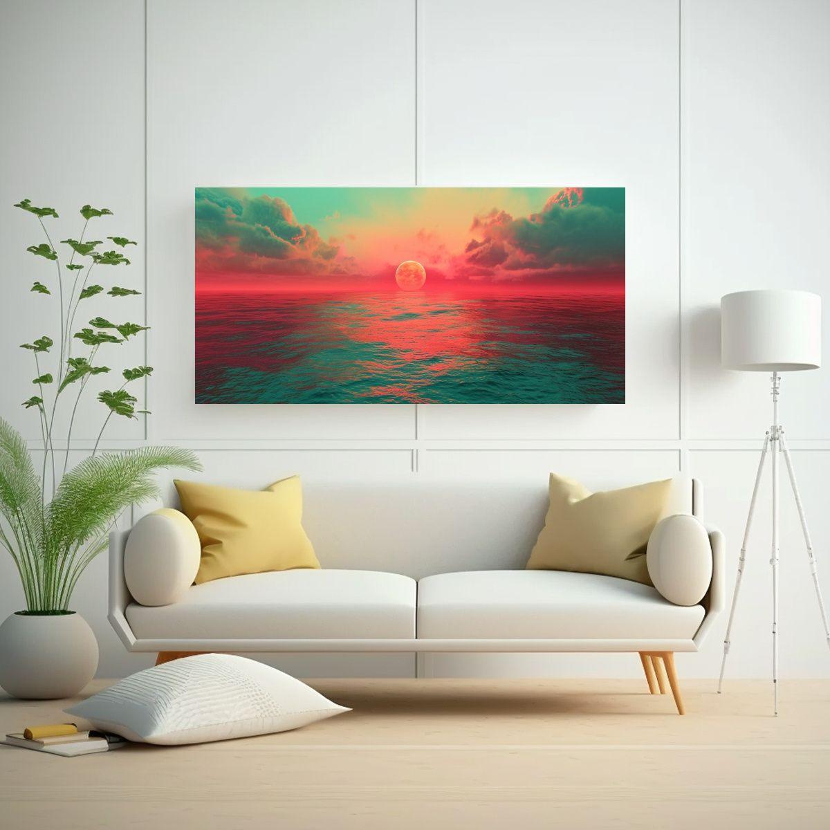 Pinturas Decorativas En Rojo Intenso Y Tranquilo 140x70cm-2