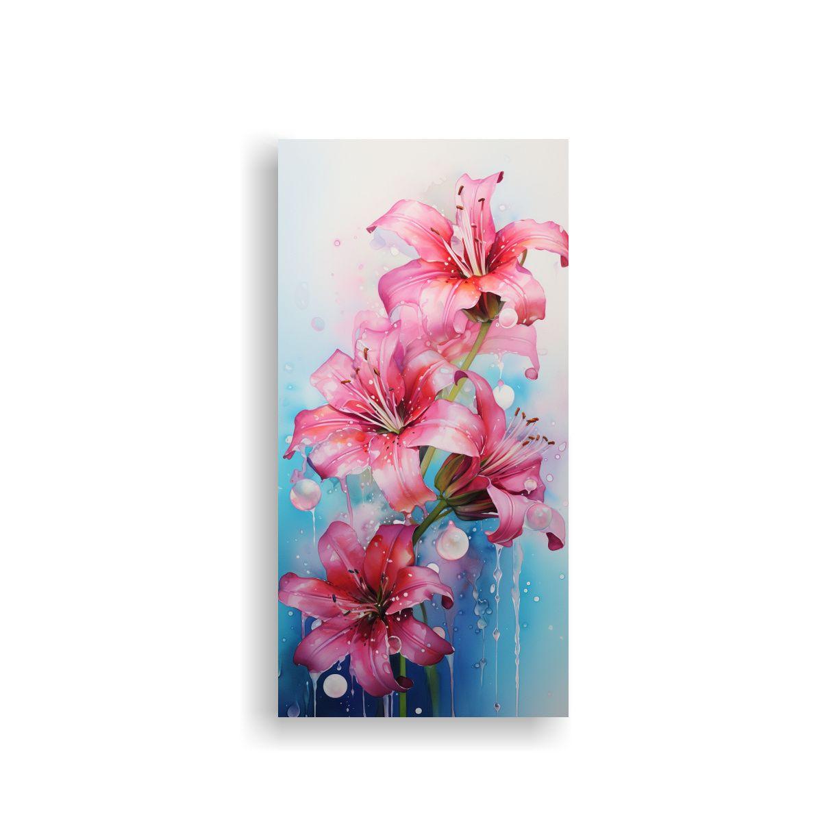Arte De Pared Lienzo Floral Colores Rosados 40x80cm-0