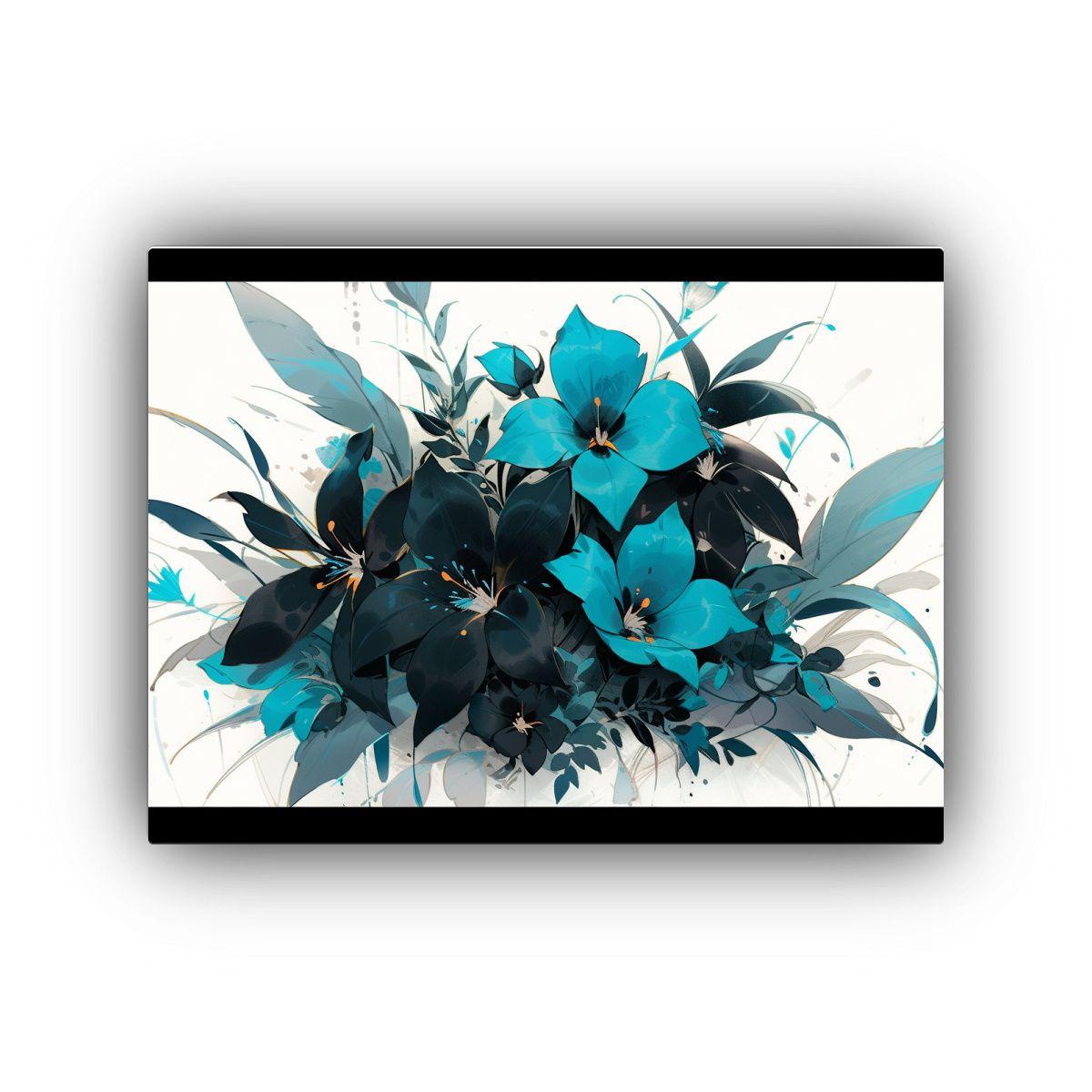 Pintura De Pared Con Patrón Intenso En Colores Turquesa Y N 30x20cm-0