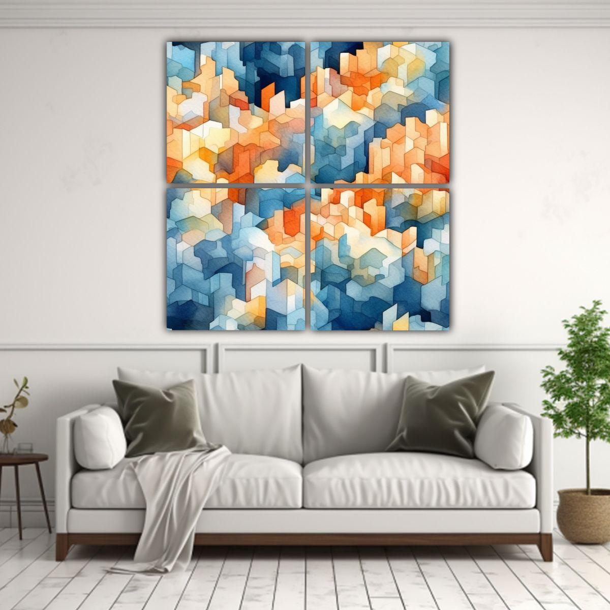 Pinturas Decorativas Abstractas En Acuarela 60x60 Cm-2
