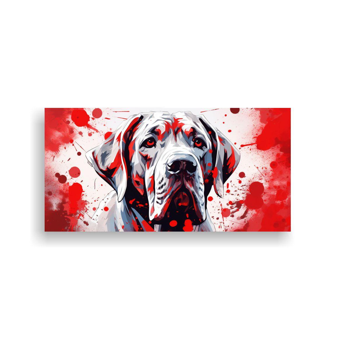 Cuadro Acuarela Mastín Blanco Y Rojo Arte Pop Neo 60x30cm-0