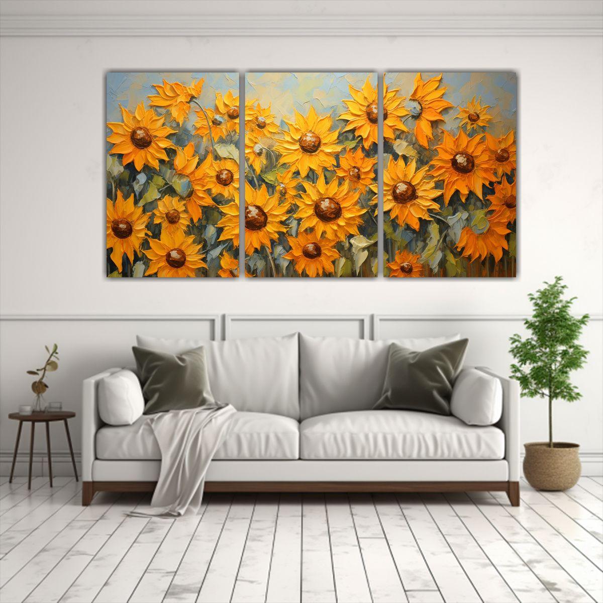 Cuadros Expresión Urbana De Girasoles Naranjas 240x120 Cm-2