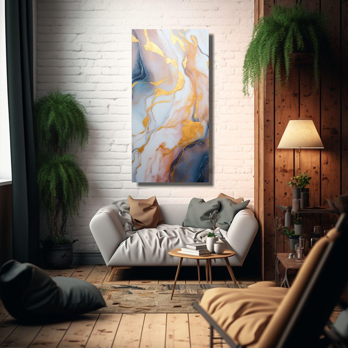 Lienzo Patrón Intenso Mural Mármol Eldritch 80x160cm-2