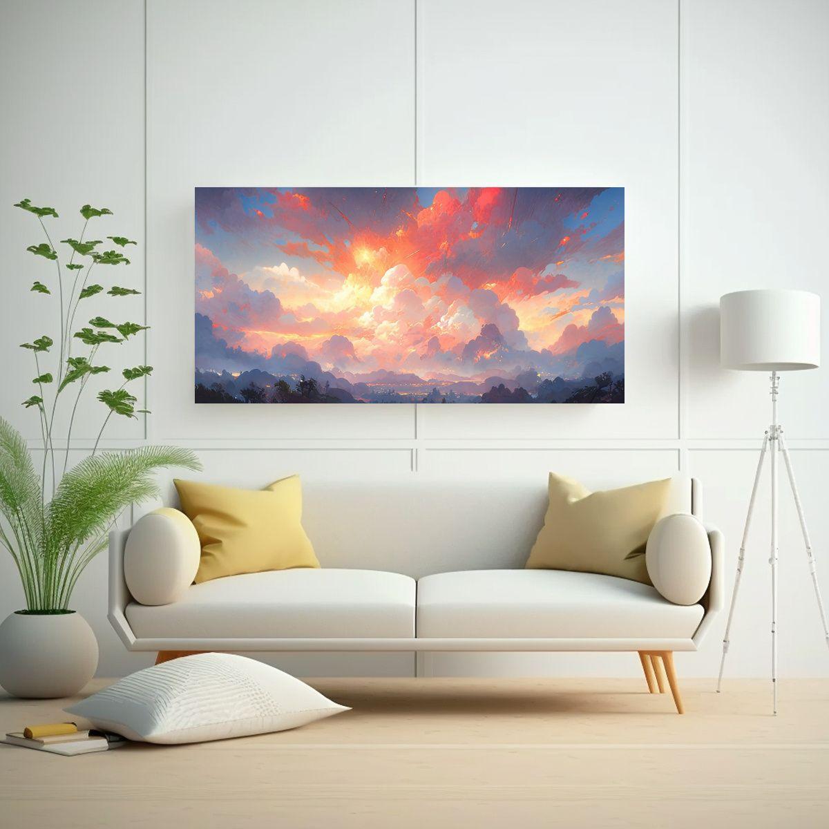 Pintura Abstracta De Paisaje Con Colores Para Deco 140x70cm-2