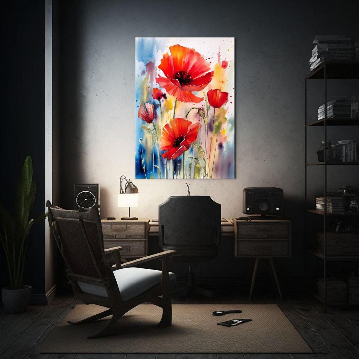 Pintura Acuarela Ameer Poppy En Canva 20x30cm-2