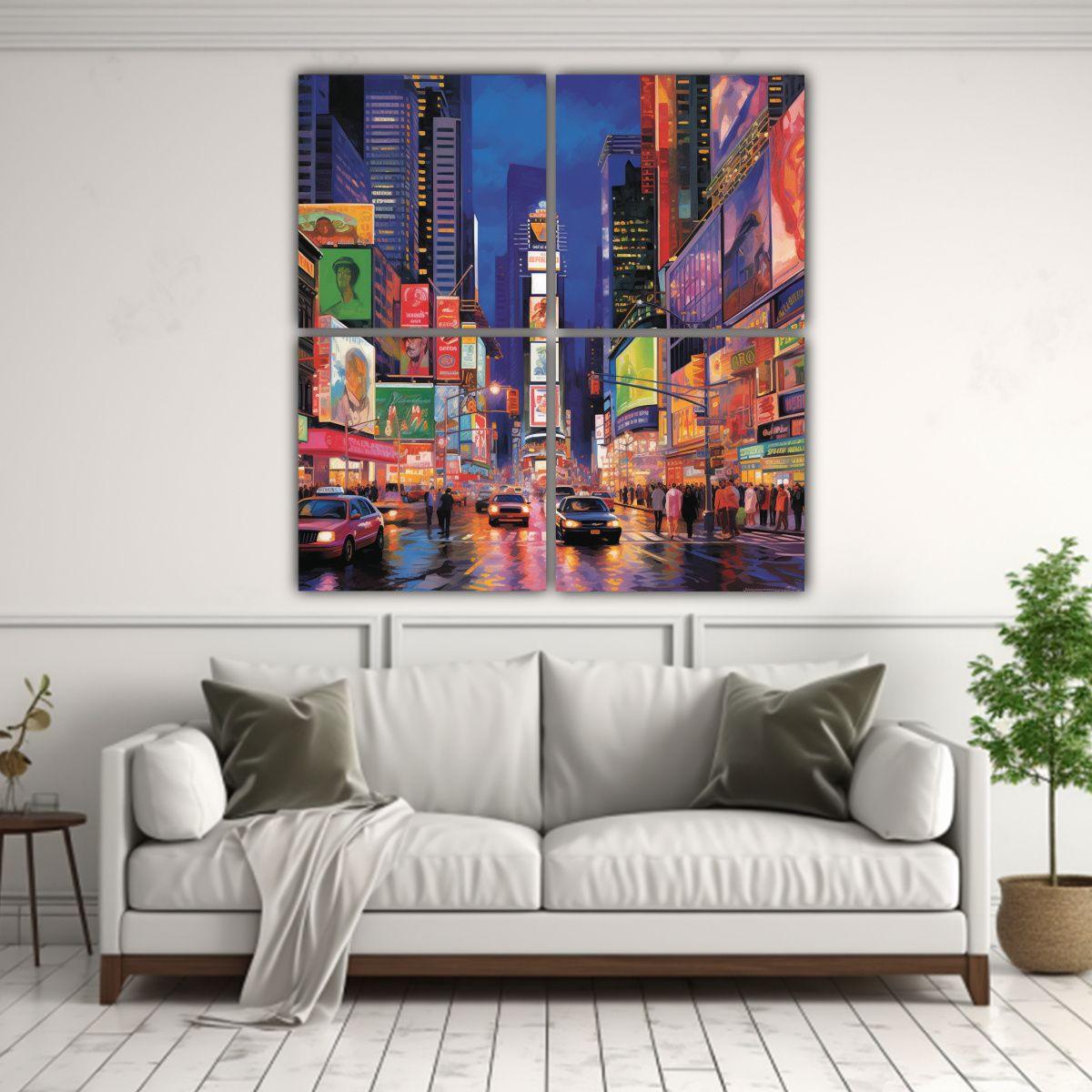 Paisaje Urbano Atardecer Vista Ciudad Decoración 120x120 Cm-2