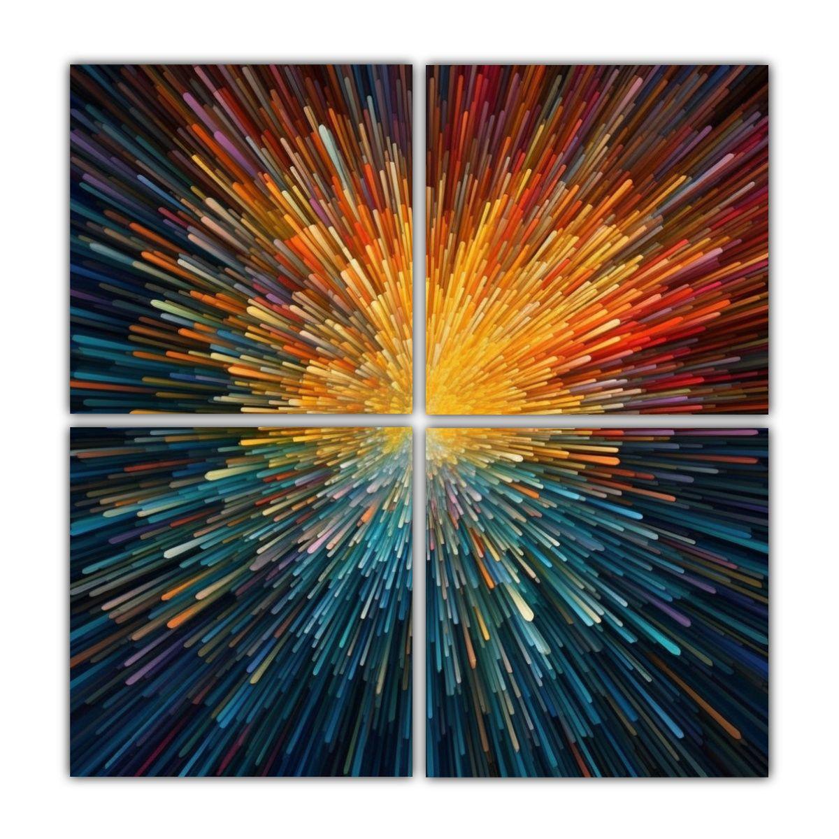 Pintura Abstracta Colorida En Cuadros De Bastidor 120x120 Cm-0