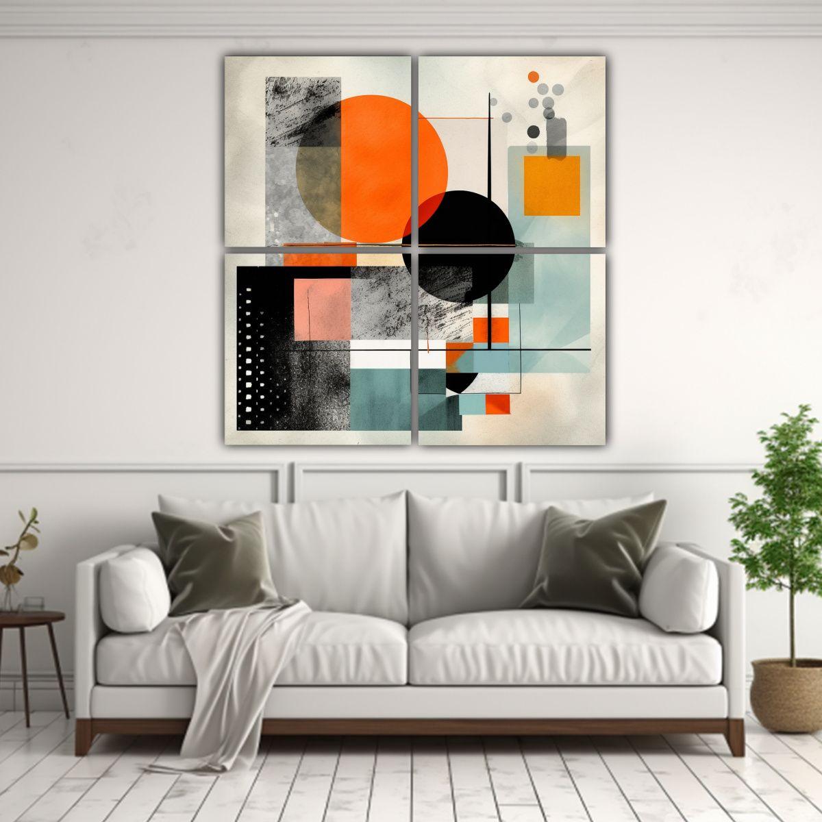 Cuatro Telas En Bastidor Líneas Armonía 60x60 Cm-2