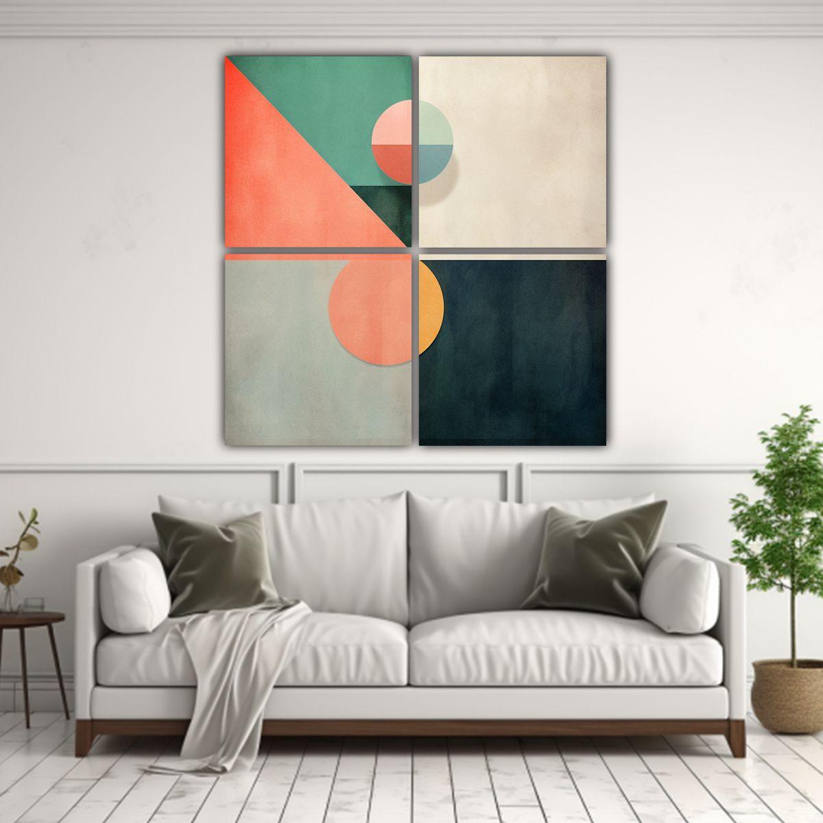 4 Lienzos Dibujo Mágico Minimalista Geométrico 60x60 Cm-2