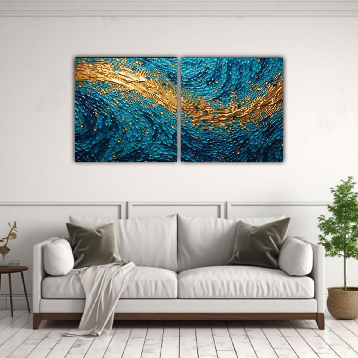 Pinturas Abstractas De Díptico En Estilo 160x80 Cm-2