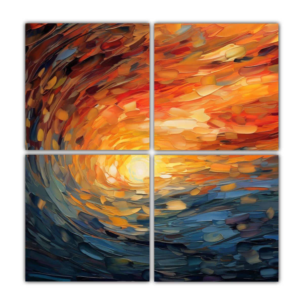 Cuadro Moderno Pop Art Abstracto Puesta De Sol 80x80 Cm-0