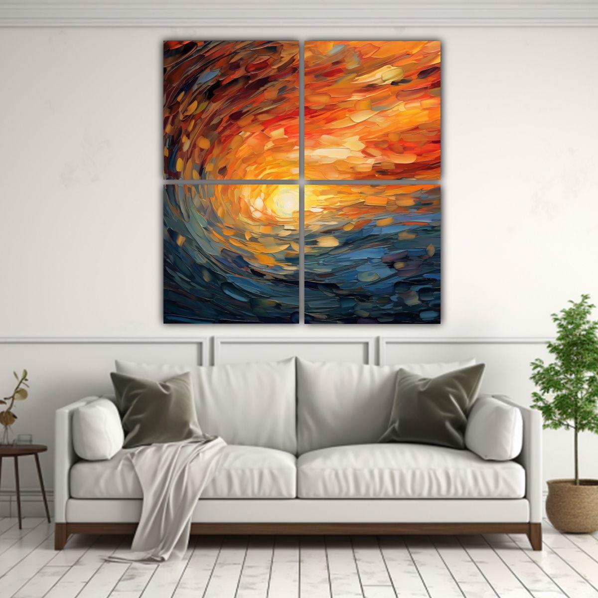Cuadro Moderno Pop Art Abstracto Puesta De Sol 80x80 Cm-2