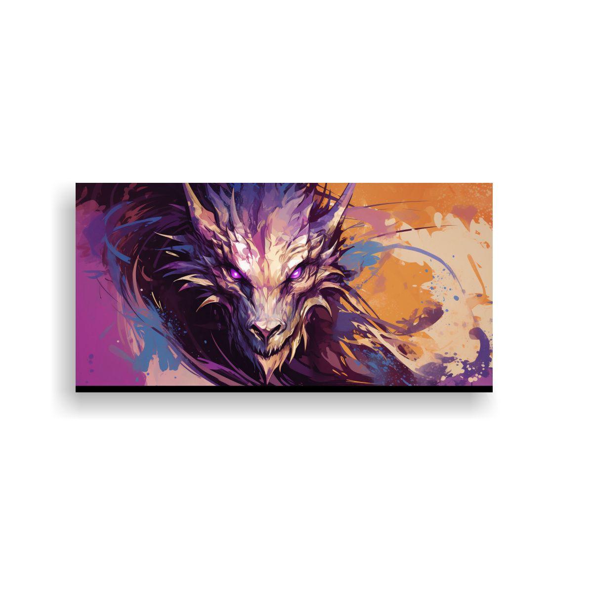 Cuadro Inspirador: Dragón En Tonos Marrón Y Mora 100x50cm-0